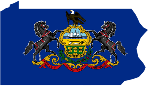 PA state outline with the PA state flag