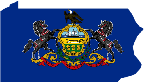 PA state outline with the PA state flag